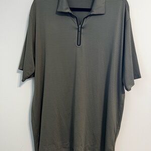 Nike Tiger Woods Platinum Green Striped Polo L